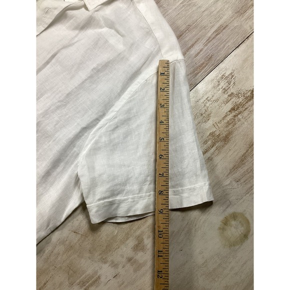 Porter And Ash White Linen Shirt Men's Medium Short Sleeve Button Down - Picture 9 of 9